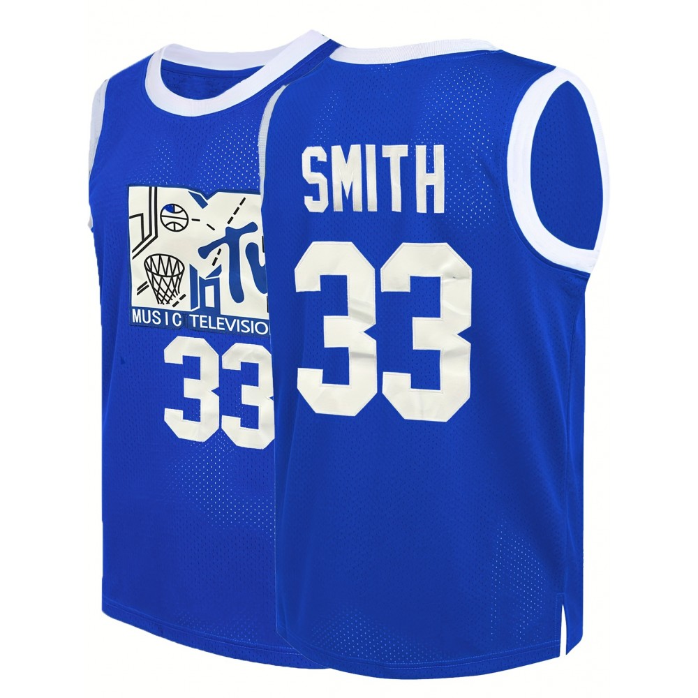 Men'S Blue Basketball Jersey, #33, Breathable Polyester, Sleeveless, V-Neck, Embroidered, Loose Fit, Sports & Outdoor Wear, Perfect for Team Sports, Casual, Holiday, Party, Vacation Men'S Blue Basketball Jersey, #33, Breathable Polyester, Sleeveless, V-Neck, Embroidered, Loose Fit, Sports & Outdoor Wear, Perfect for Team Sports, Casual, Holiday, Party, Vacation
