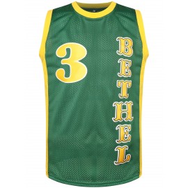 1pc Men'S Breathable Polyester Basketball Jersey - Embroidered #3 & Word Design, Crew Neck, Loose Fit, Knit Fabric, Slight Stretch, for Sports, Casual & Festive Occasions, Four Seasons